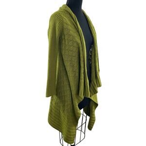 Cynthia Rowley Green M Knit Cardigan Sweater Wool Flowy Open Front Long Sleeve